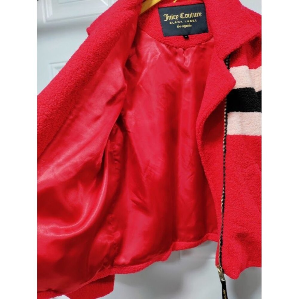 Juicy Couture Black Label Sherpa Teddy Bear Y2K Satin Lined Jacket Medium NWOT - Picture 8 of 16